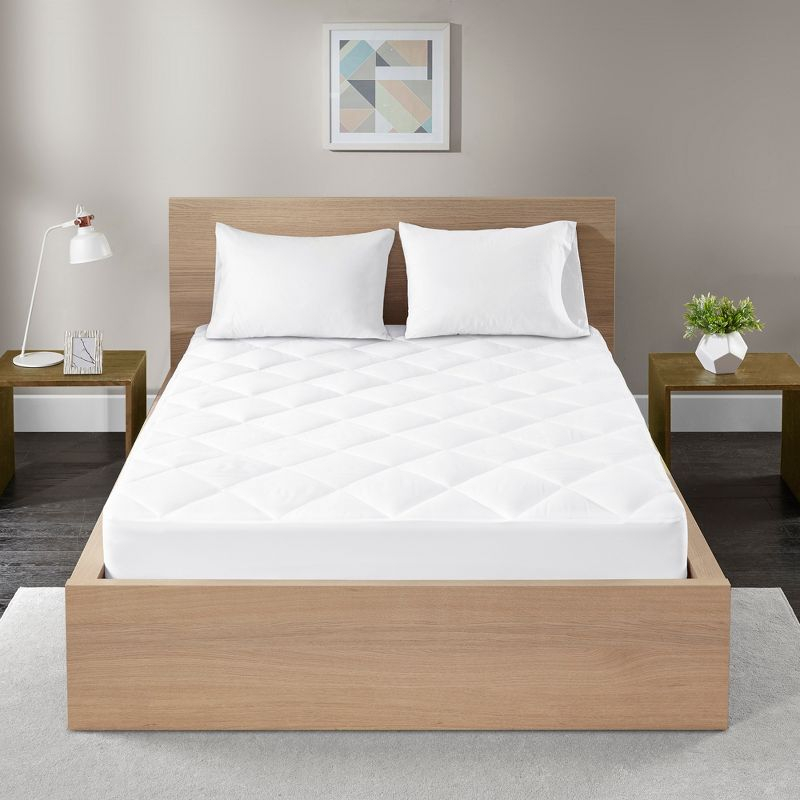 Madison Park King Ensure 300 Thread Count Cotton Sateen Waterproof Mattress Pad: Hypoallergenic, Quilted Protector