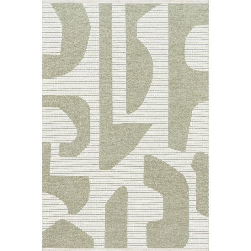 nuLOOM 4' x 6' Versa Collection Reversible SuperiorWash Machine Washable Stain-Resistant Indoor Area Rug, Grania Light Green