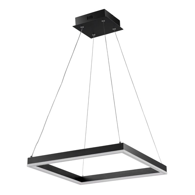 15.75" 1-Light Nero Square Modern Contemporary Aluminum Integrated LED Hoop Pendant Black - JONATHAN Y: ETL Listed, Adjustable Height