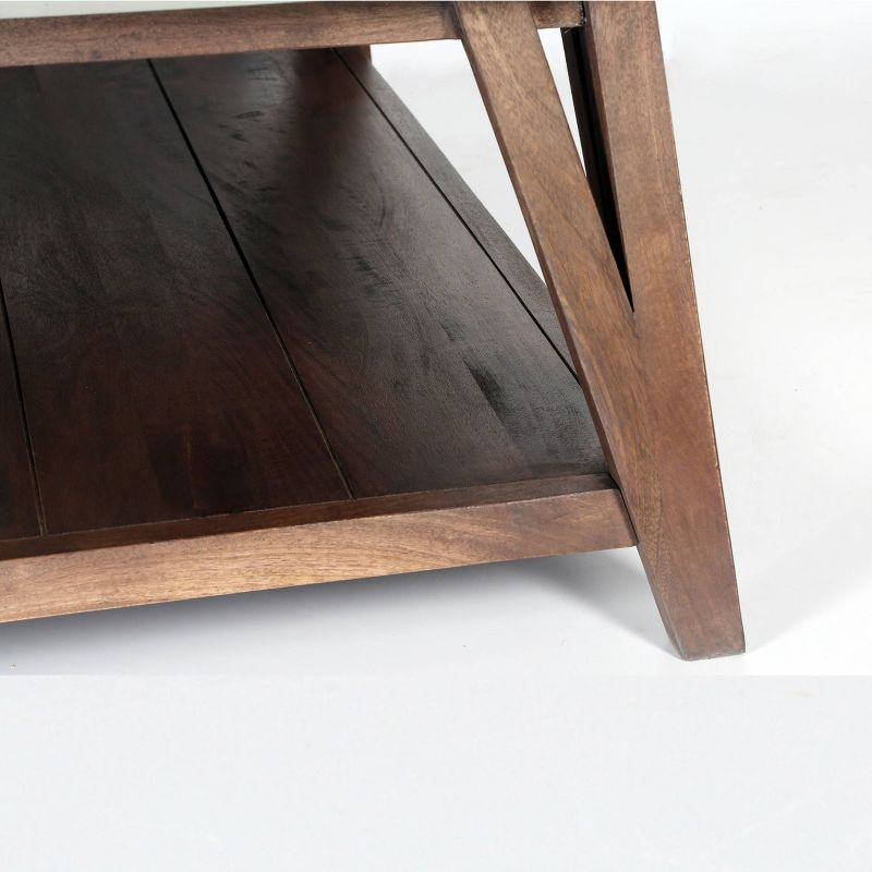 48" Brookside Coffee Table Concrete Coated Top and Wood Light Brown/Gray - Alaterre Furniture: Mid-Century Modern Design, Fixed Shelf