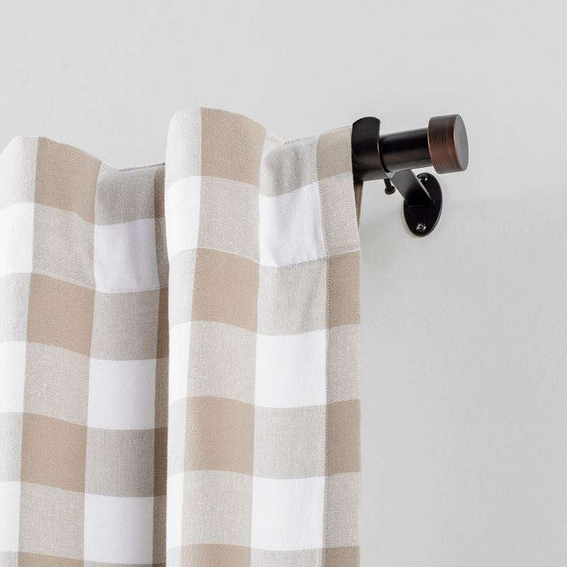 Serena 1" Window Drapery Single Curtain Rod with Contemporary Finial - 120" - Antique Bronze - Elrene Home Fashions