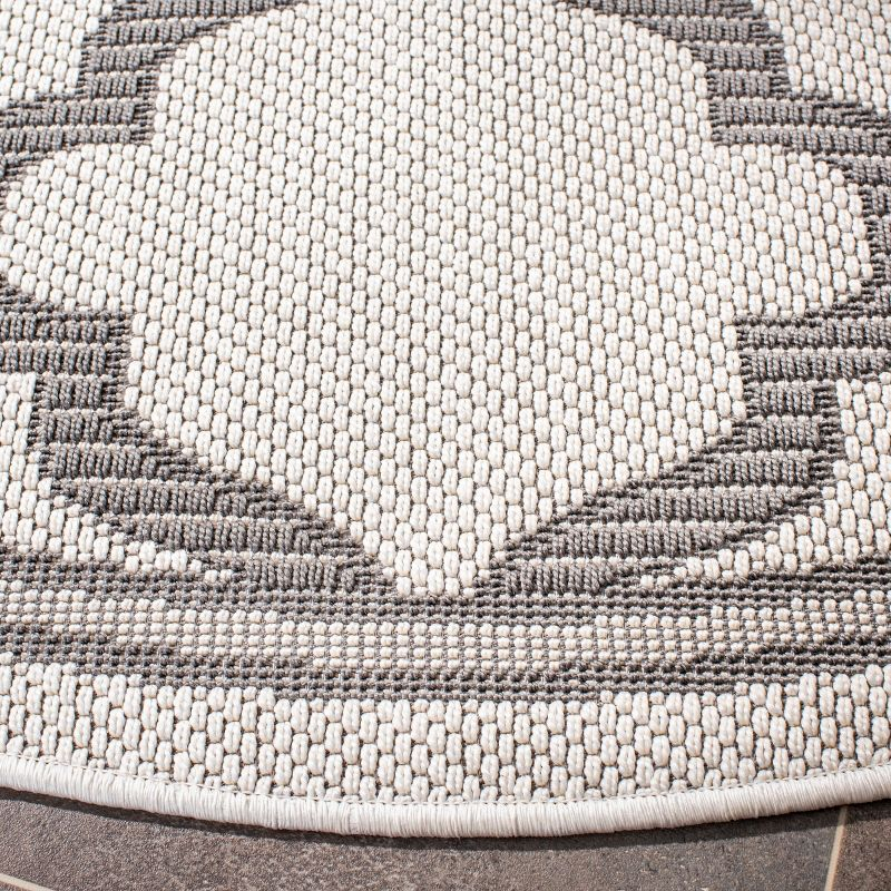Bermuda BMU810 Power Loomed Indoor/Outdoor Machine Washable Area Rug - Ivory/Grey - 6'7" Round - Safavieh