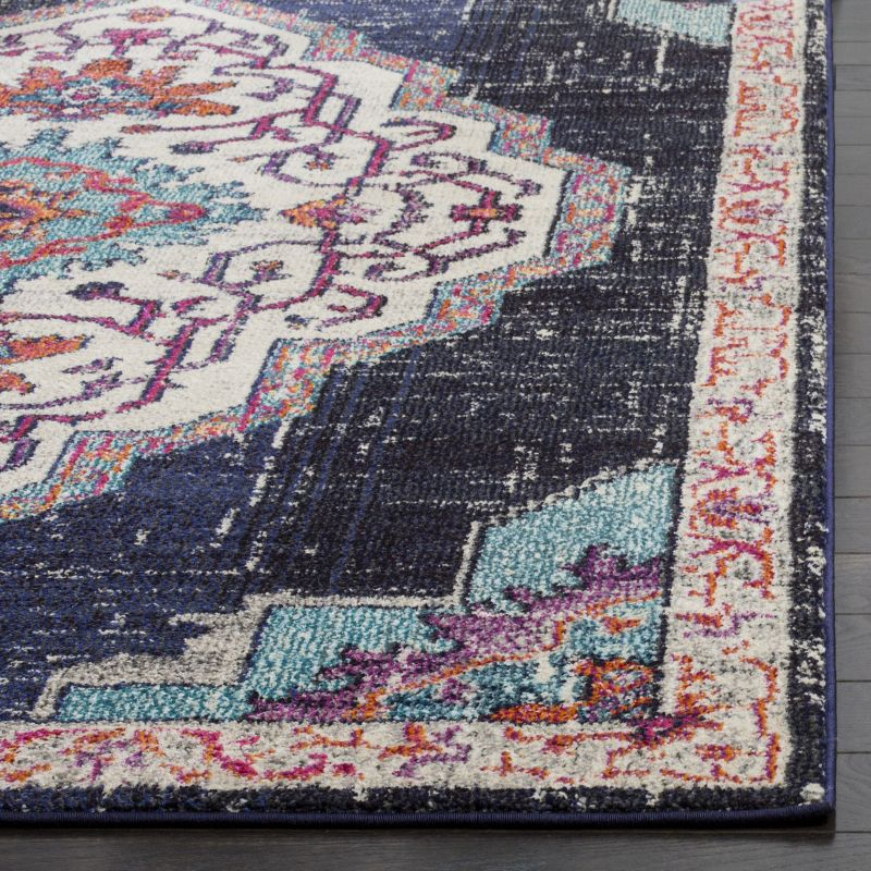 Monaco MNC254 Power Loomed Indoor Area Rug - Black/Blue - 6'7"x9'2" - Safavieh