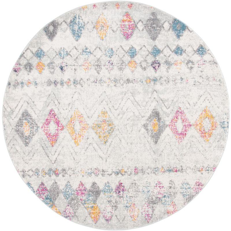 Madison 700 MAD798 Power Loomed Indoor Area Rug - Grey/Gold - 4' Round - Safavieh