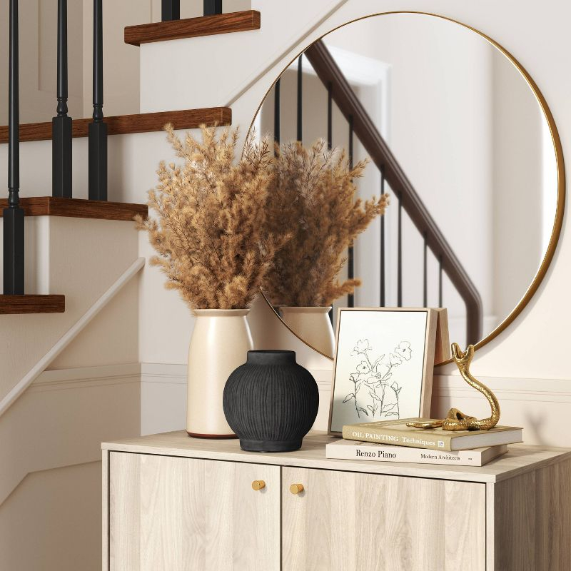 Round Ceramic Vase Black - Threshold™: Watertight Tabletop Decor, 7.25" Bouquet Holder