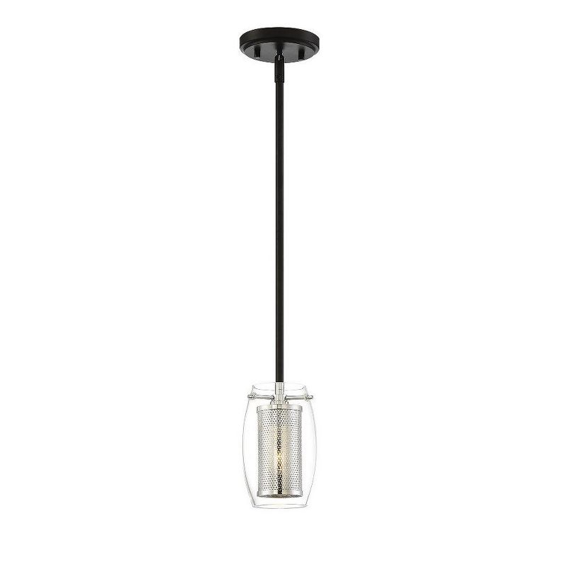 Savoy House Dunbar 1 - Light Pendant in  Matte Black/Polished Chrome