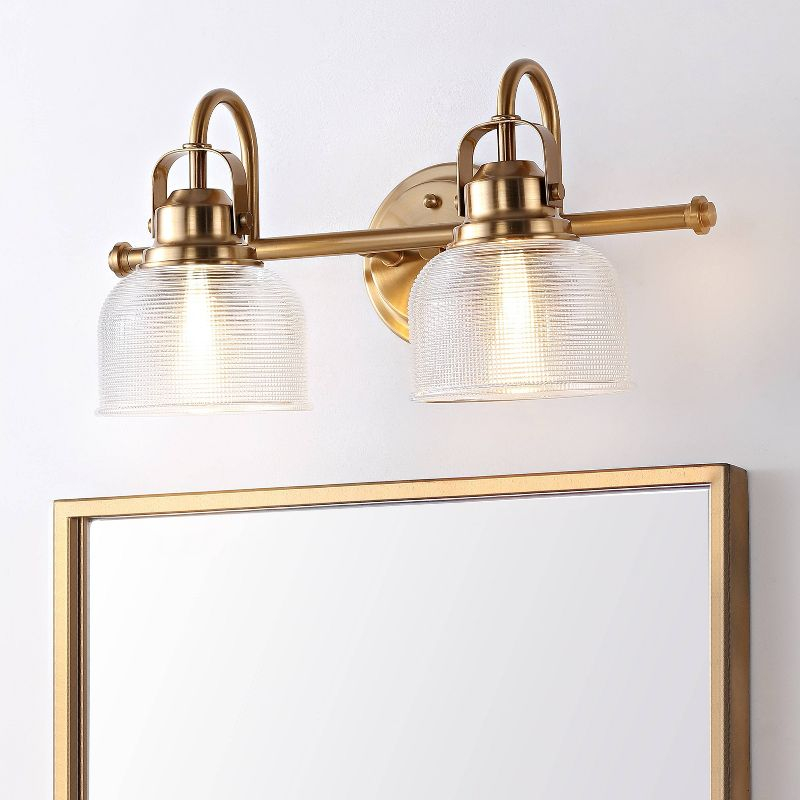 17.25" LED 2-Light Metal/Glass Virginia Pendent Brass/Gold - JONATHAN Y: ETL Listed, Bathroom Fixture, Bright Light