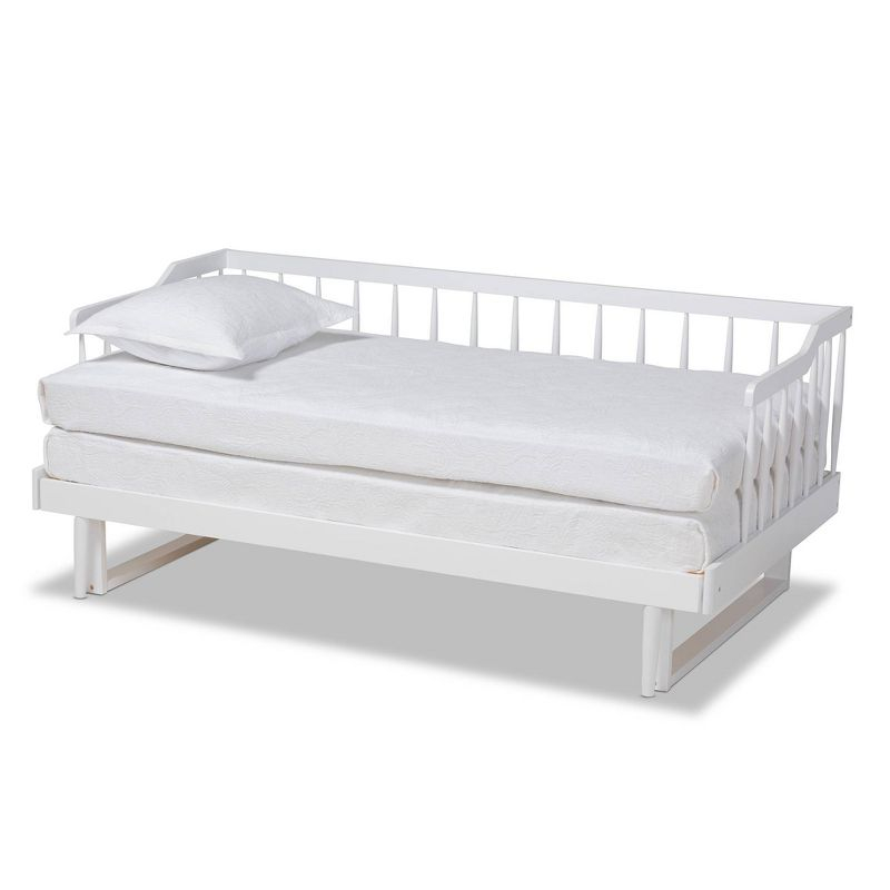 Baxton Studio Twin to King Muriel Expandable Spindle Daybed White : Contemporary Style, No Box Spring Needed