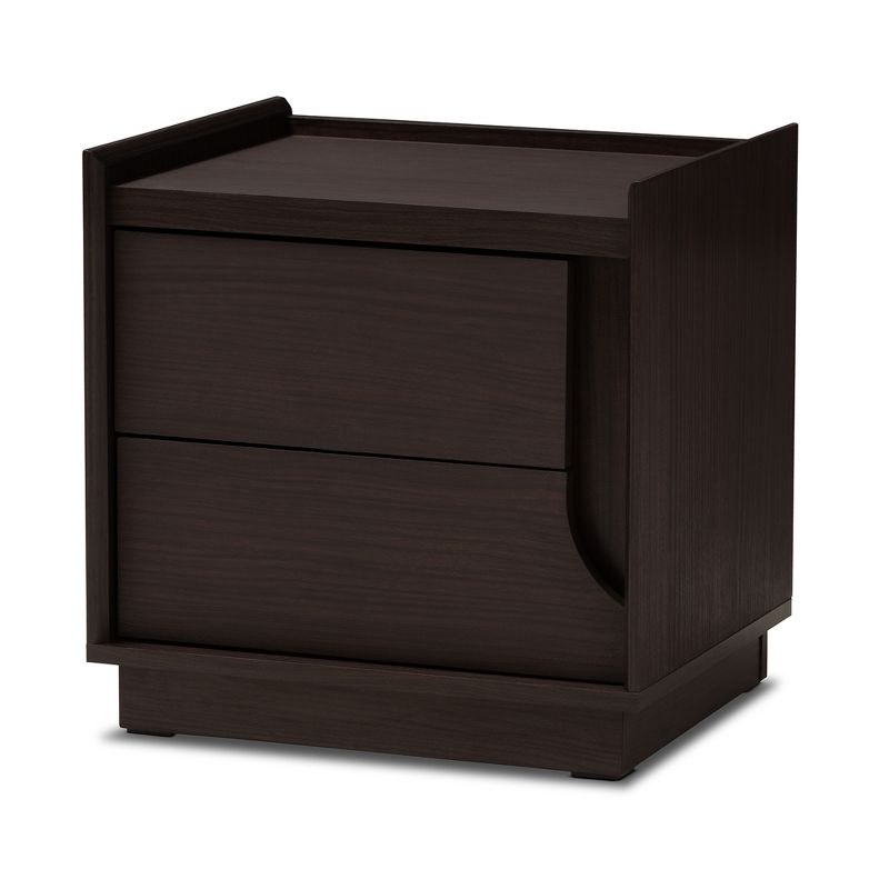 Larsine Finished 2 Drawer Nightstand Brown - Baxton Studio: Modern Design, Cut-Out Handles, Engineered Wood