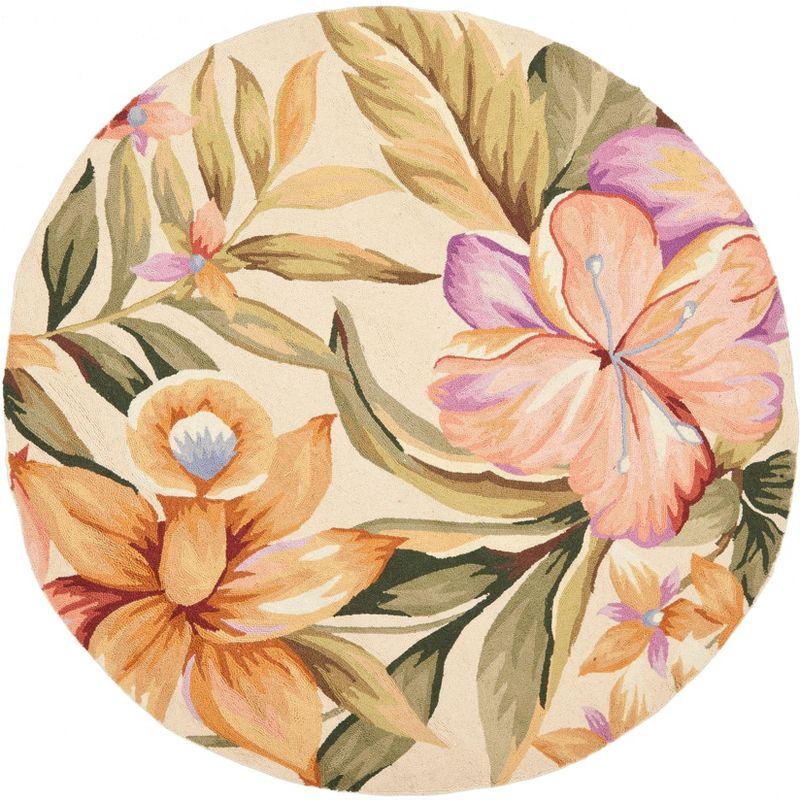 Chelsea HK212 Hand Hooked Area Rug - Ivory - 8' round - Safavieh.