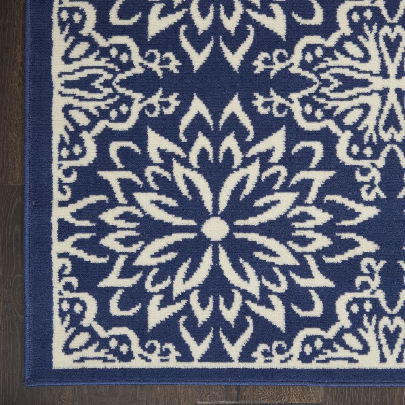 Jubilant JUB06 Ivory/Blue Area Rug Beach Transitional Floral By Nourison Navy/Ivory 4' x 6'
