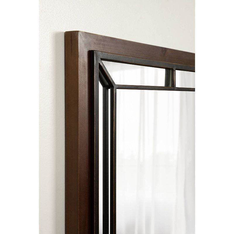 Kate & Laurel All Things Decor 24" x 36" Audubon Rectangle Wall Mirror Rustic Brown : Vintage Farmhouse Style, MDF Frame