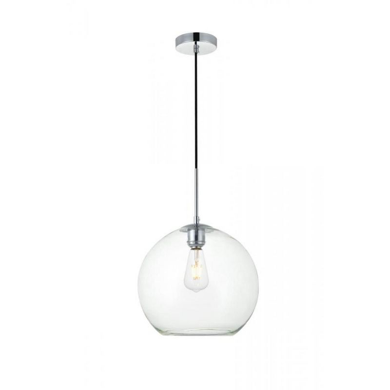 Elegant Lighting Baxter 1 Light Chrome Pendant With Clear Glass