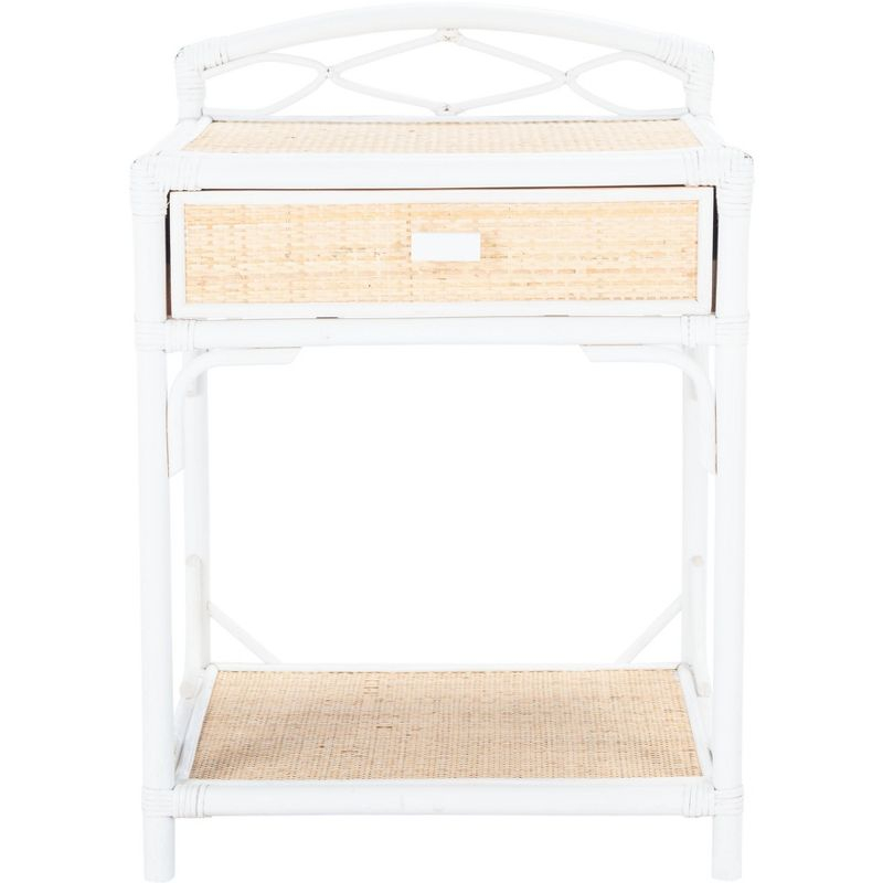 Roya 1 Drawer 1 Shelf Nightstand - NST4005 - White/Natural - Safavieh