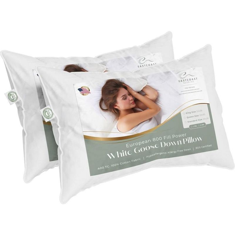 East Coast Bedding Down Medium Pillow (Set of 2)