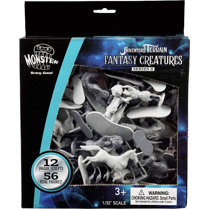 SCS Direct Fantasy Creatures Mini Action Figure Playset - 56pc Toy Monster Miniatures w 12 Different Sculpts