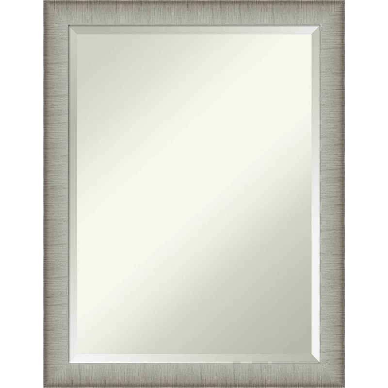 21" x 27" Elegant Brushed Framed Bathroom Vanity Wall Mirror Pewter - Amanti Art: Modern Rectangular Polystyrene Frame, Wall Mounted