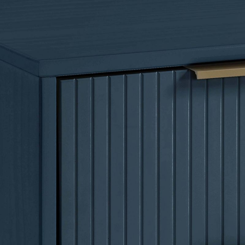 Manhattan Comfort Set of 2 Granville Nightstands with Drawer Midnight Blue: UV Finish, Soft Close, Metal Handles