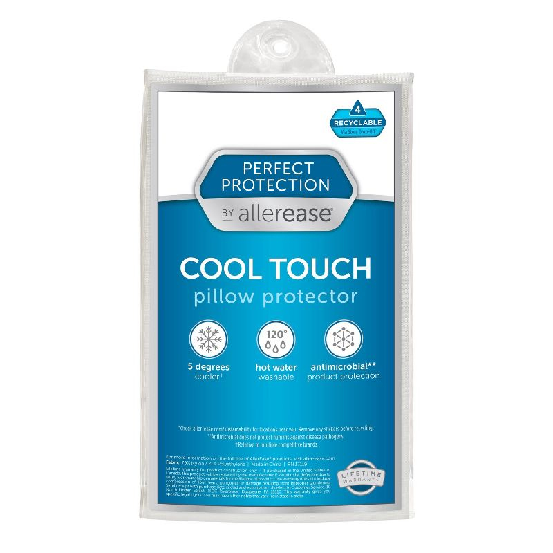 King Perfect Protection Cool Touch Pillow Protector - Allerease: Hypoallergenic, Zippered, Machine Washable