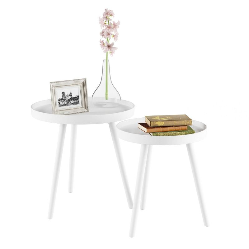 Nesting End Tables with Tray Top White - Yorkshire Home: 2-Piece Set, Wood Surface, MDF Frame