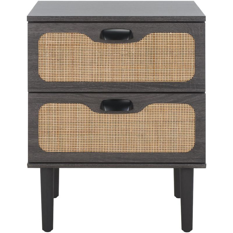 Irelia 2 Drawer Nightstand - Distressed Black/Natural - Safavieh