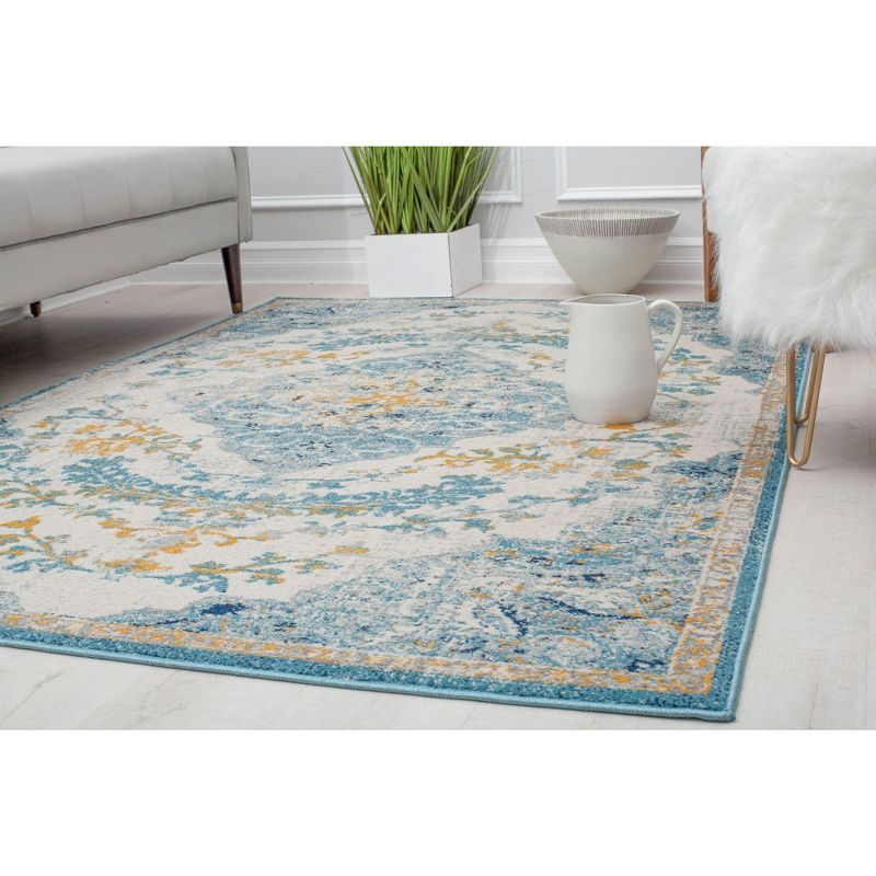 Rugs America Harper HY50C Fresh Chicory Transitional Vintage Ivory Area Rug for Dining Room Rug Neutral Rug Living Room Rug Kitchen, 2'6"x4'