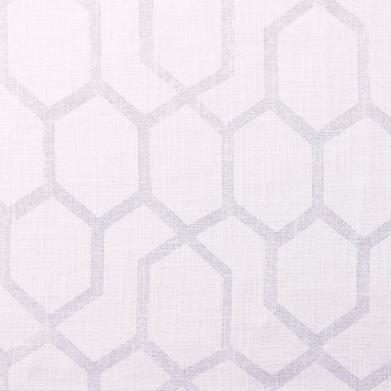 Set of 2 108"x54" Panza Sheer Linen Printed Metallic Geometric Grommet Top Window Curtain Panel White Silver Print - Exclusive Home