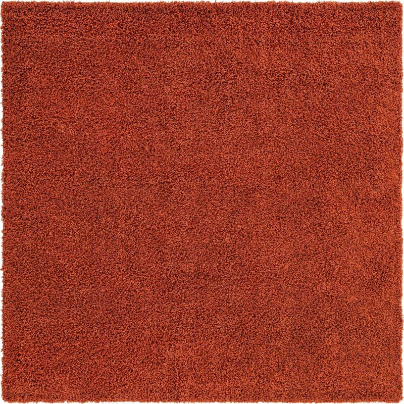 Unique Loom 8' 0 x 8' 0 Square Solid Shag Terracotta Area Rug