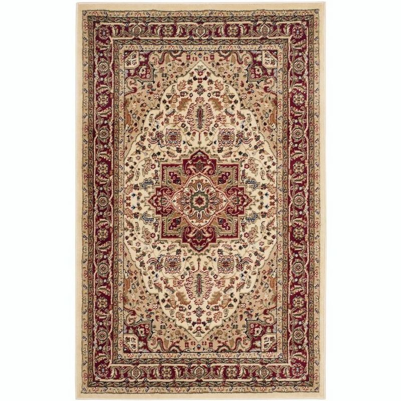 Lyndhurst Heriz LNH330 Power Loomed Area Rug - Ivory/Red - 4'x6' - Safavieh