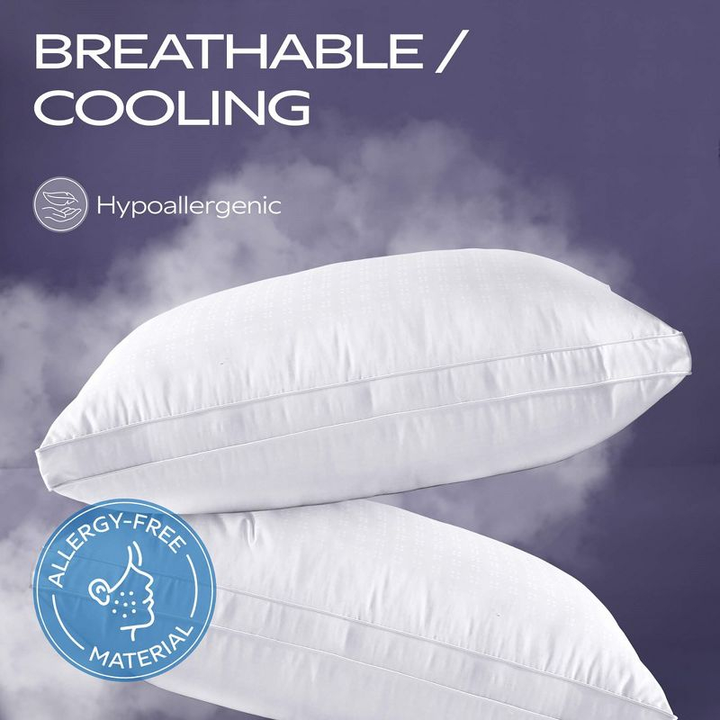 Maxi Breathable Down Alternative Queen Bed Pillow – (2 Pack)