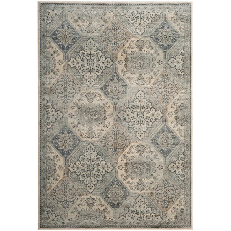 Vintage VTG128 Power Loomed Indoor Skid-Resistant Area Rug - Cream/Blue - 5'3"x7'6" - Safavieh