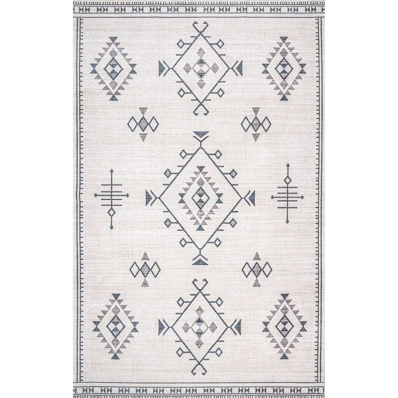 Nuloom Evalyn Southwestern Pet Friendly Machine Washable Area Rug, 3' x 5', Cream