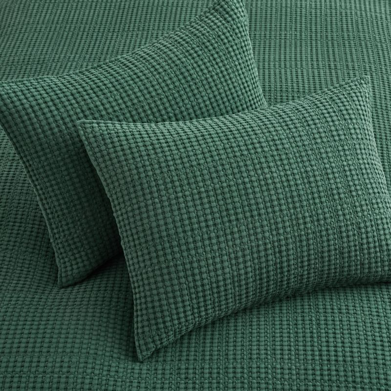 Mills Waffle Forest Green Twin Quilt Set - Levtex Home