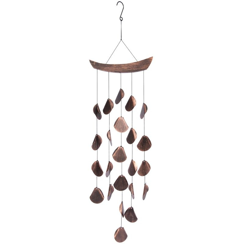 VP Home 30" H Iron Shimmering Mandala Wind Chimes for Outside, Brown