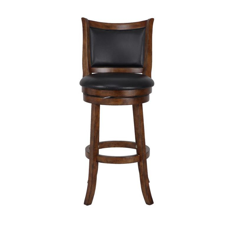 New Classic Furniture, Bristol Wood Swivel Bar Stool with PU Seat in Dark Brown, Brown