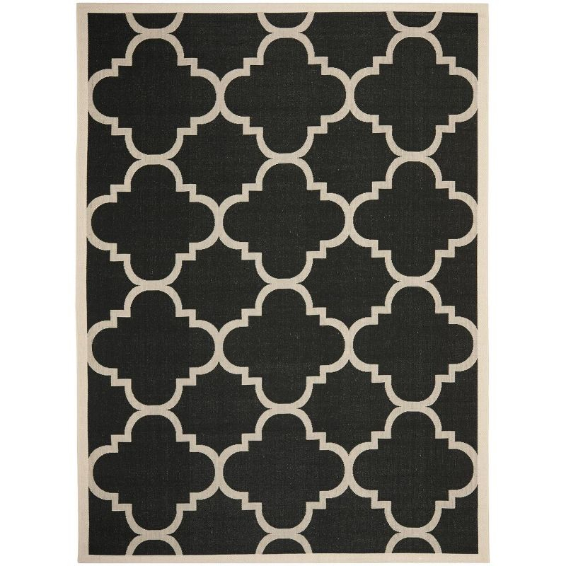 Courtyard CY6243 Power Loomed Indoor and Outdoor Area Rug - Black/Beige - 9'x12' - Safavieh