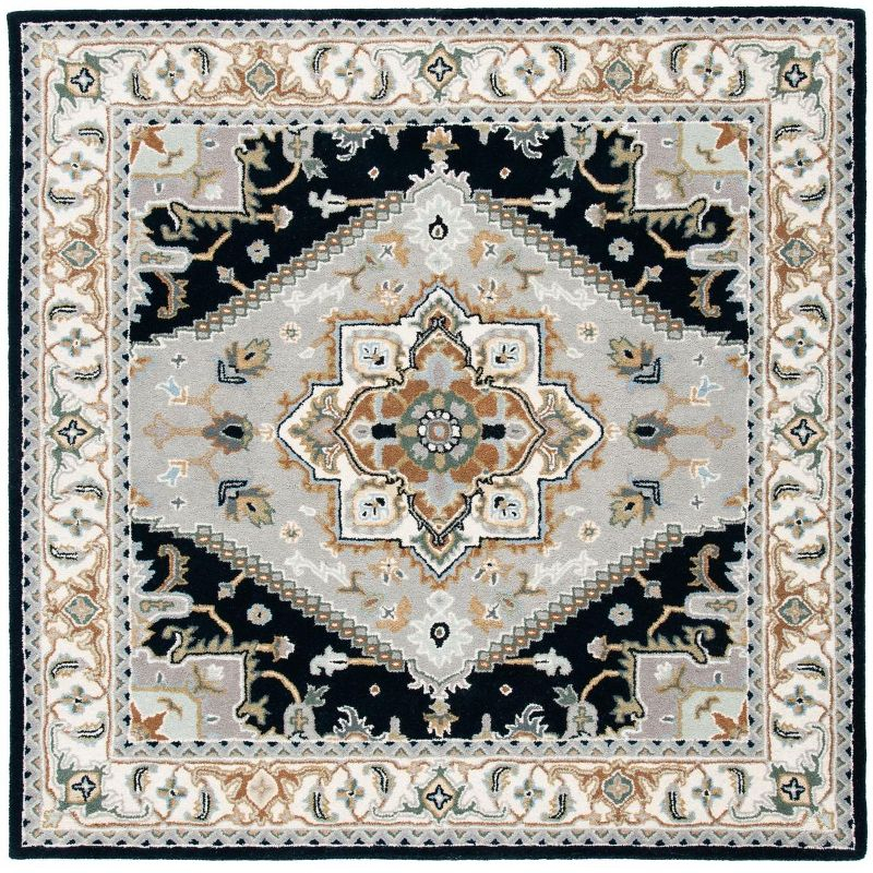 Heritage HG625 Handmade Area Rug - 8'x8' - Grey/Navy - Safavieh