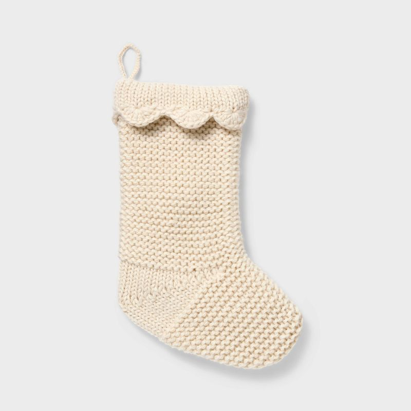 Knit Stocking with Scallop Trim Cream - Threshold™ designed with Studio McGee
