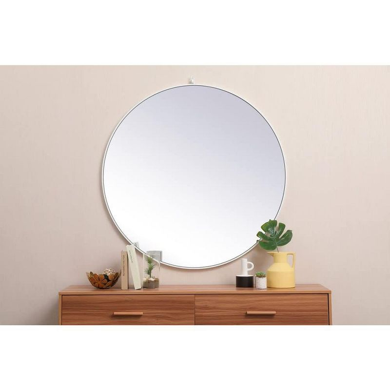 Elegant Lighting Metal frame round mirror with decorative hook 45 inch in Black