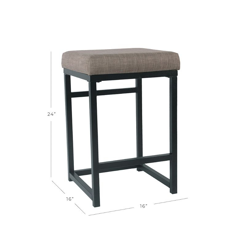 24" Open Back Metal Counter Height Barstool Dark Gray - HomePop: Kitchen Island Seating