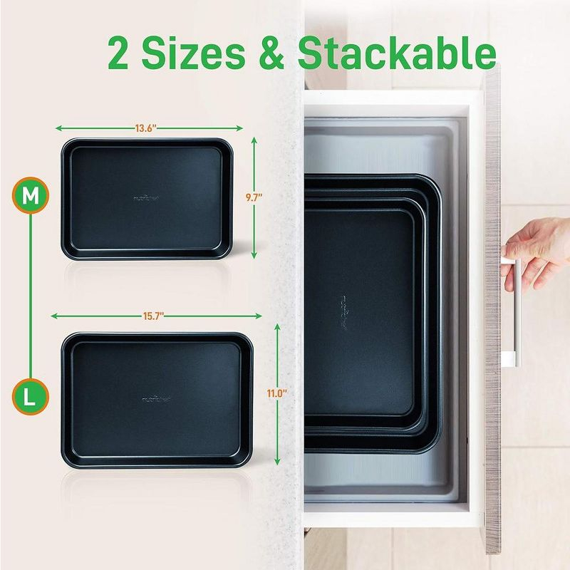 NutriChef 2 Piece Non-Stick Cookie Sheet Baking Pans