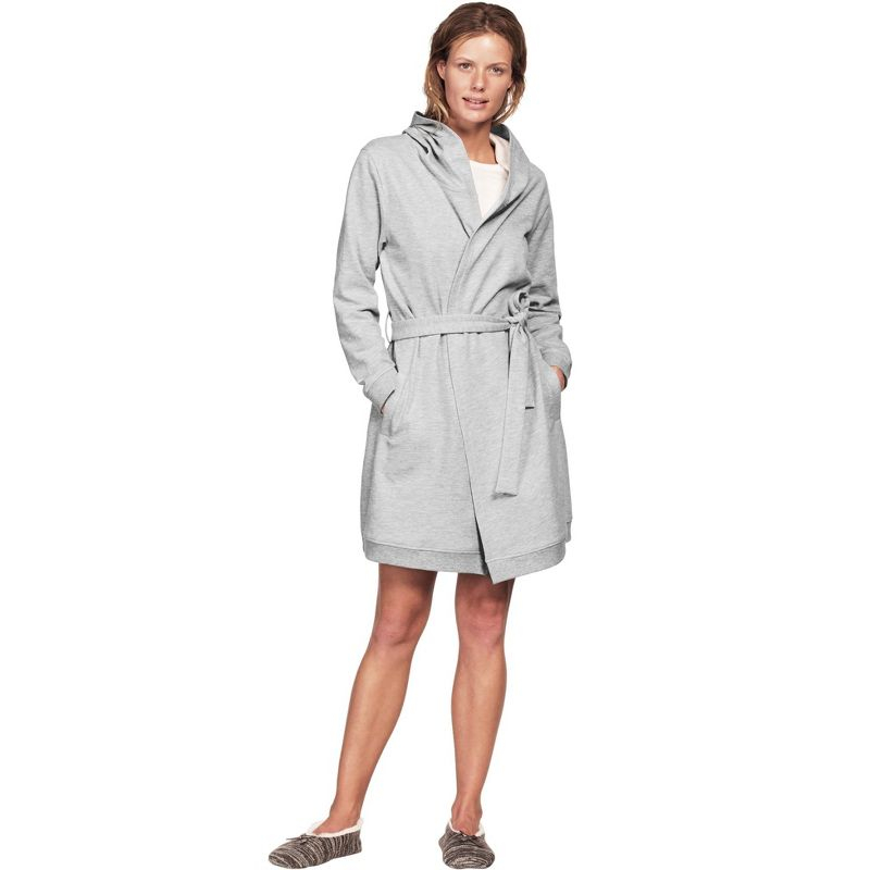 ellos Plus Size Hooded Fleece Robe - 1X, Heather Grey