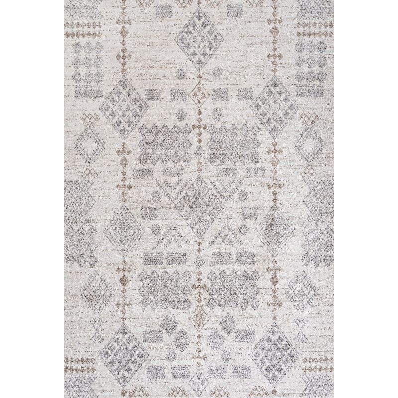 4'x6' Bhalil Berber Diamond Geometric Area Rug, Beige/Gray - JONATHAN Y