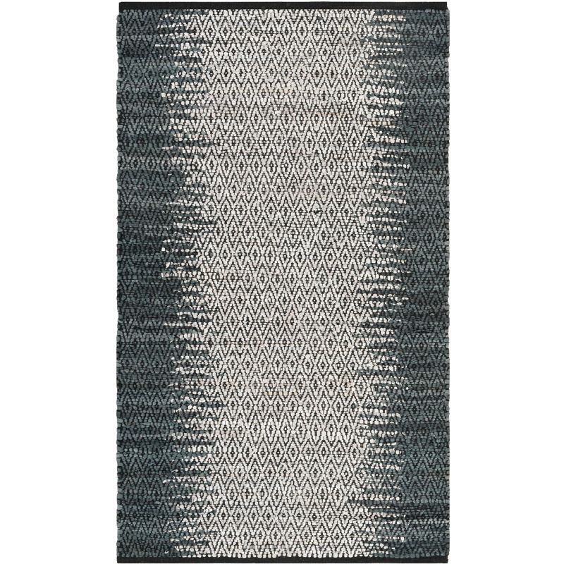 Vintage Leather VTL101 Hand Woven Indoor Accent Rug - Grey/Cream - 3'x5' - Safavieh