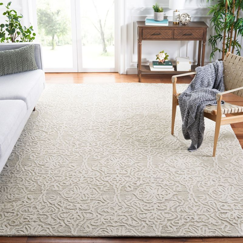 Blossom BLM112 Hand Tufted Indoor Area Rug - Silver/Ivory - 9'x12' - Safavieh