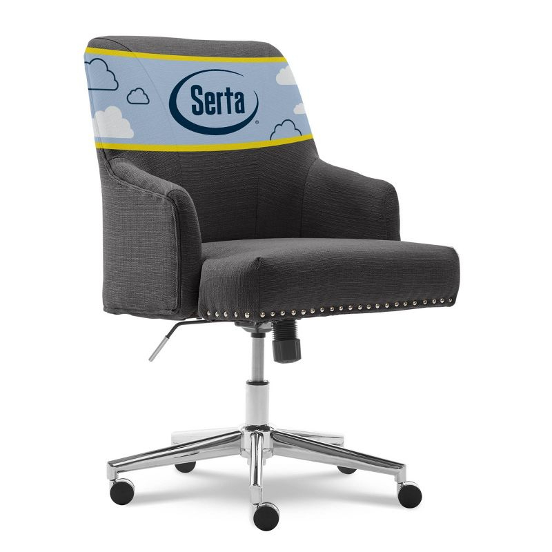 Style Leighton Home Office Chair Inviting Graphite - Serta: Mid-Back, Twill Fabric, Adjustable