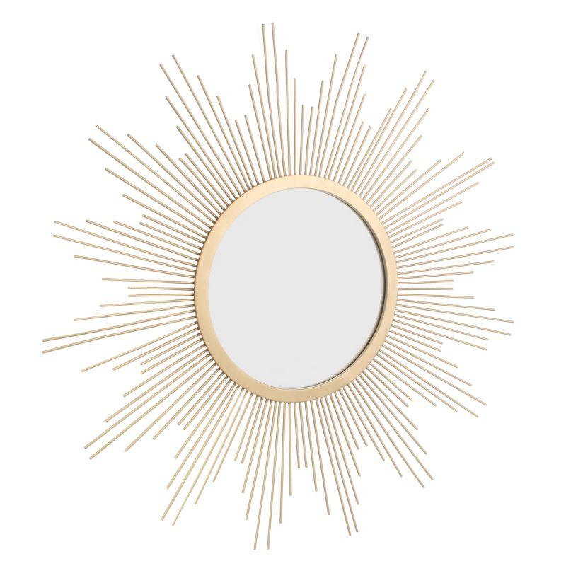 23" Metal Sunburst Wall Mirror Gold - Stonebriar Collection: Antique Finish, Boho Style, Easy to Install
