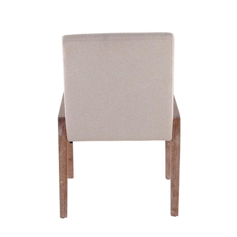 LumiSource Set of 2 Carmen Dining Chairs White Wash/Beige: Contemporary Upholstered, Wood Frame, Foam Fill