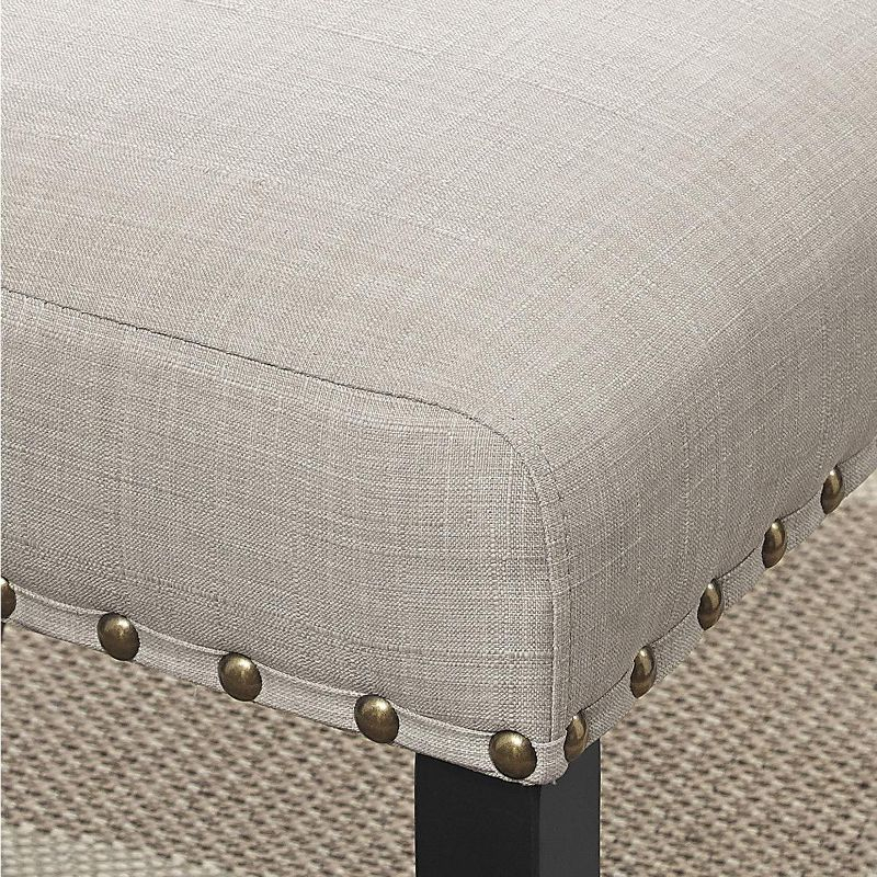 Roundhill Furniture Biony Fabric Bar Stools with Nailhead Trim, Tan, Set of 2