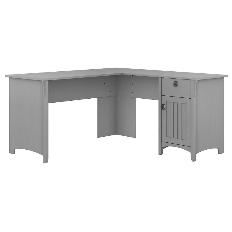 Salinas L Shaped Desk with Storage Gray - Bush Furniture: Mission Style, Home Office Furniture, Adjustable Shelf